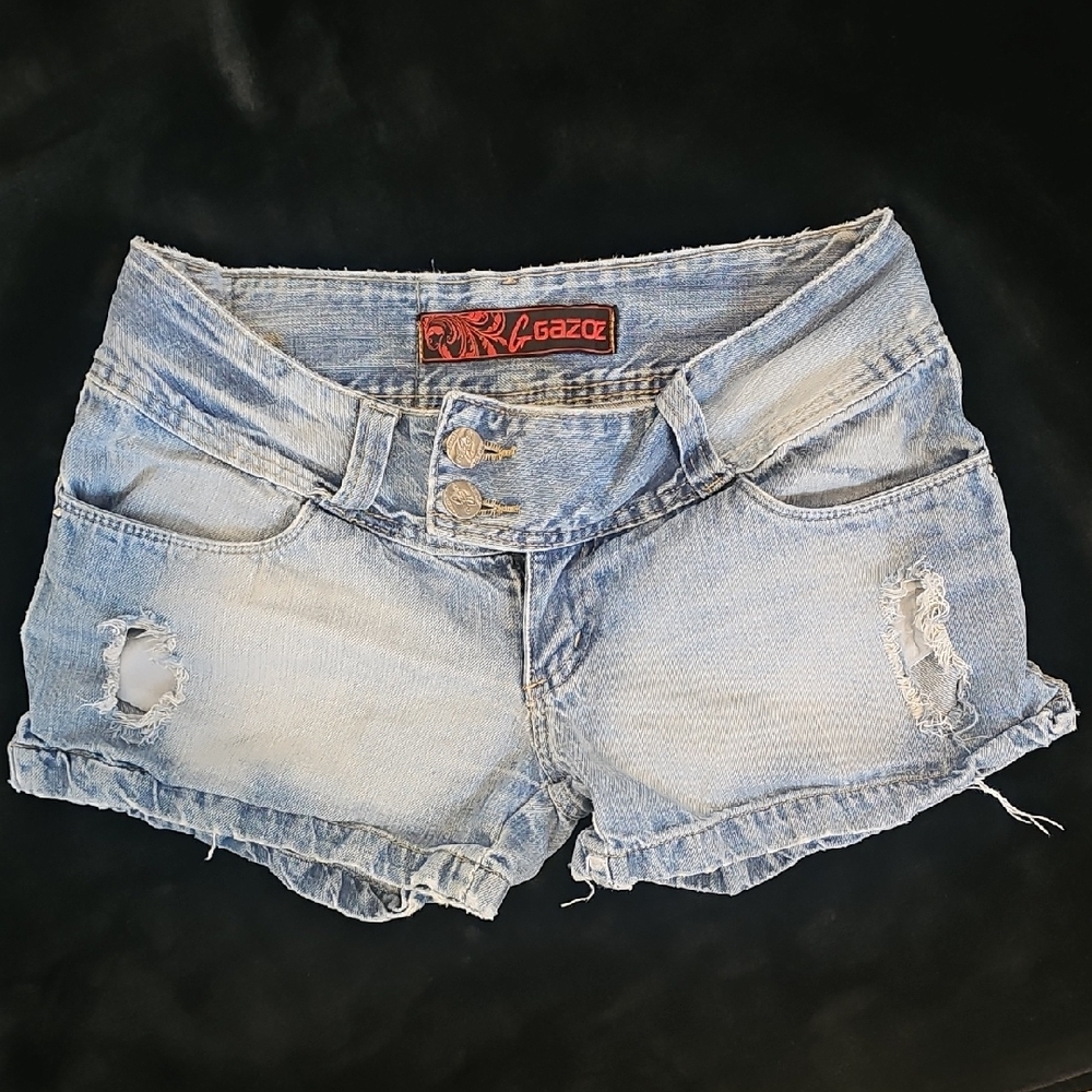 Gazoz Light Blue Ripped Jean Shorts